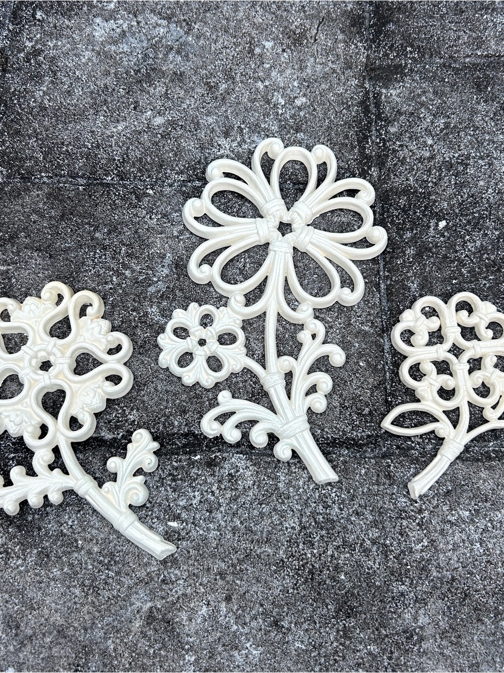 VTG 1978 Homco White Floral Wall Decor Plaques Set of 3